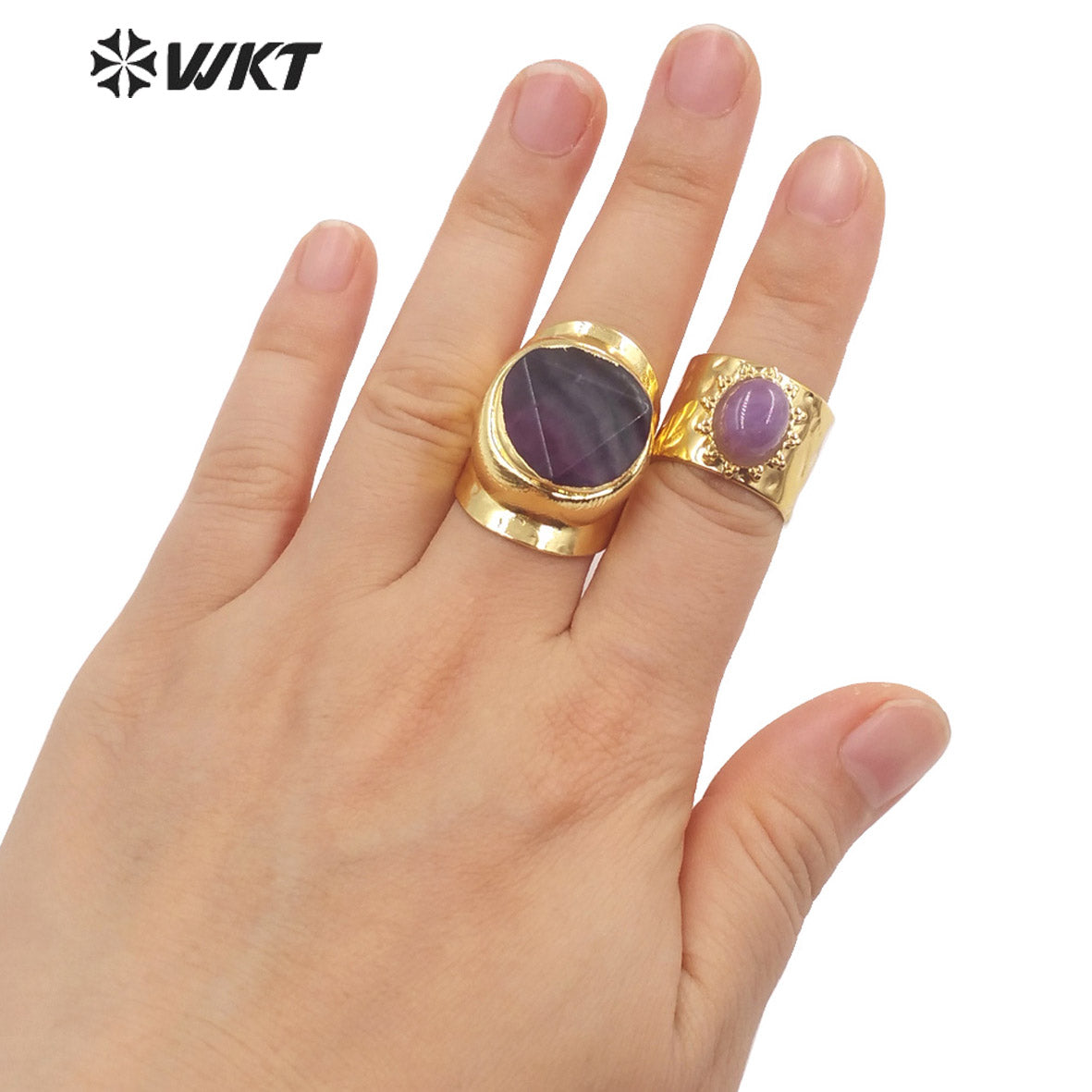 WT-R479 WKT Fashion Design Trendy Gift for Women Colorful High Quality Gorgeous 18k Gold Plating Gemstone Stone Ring