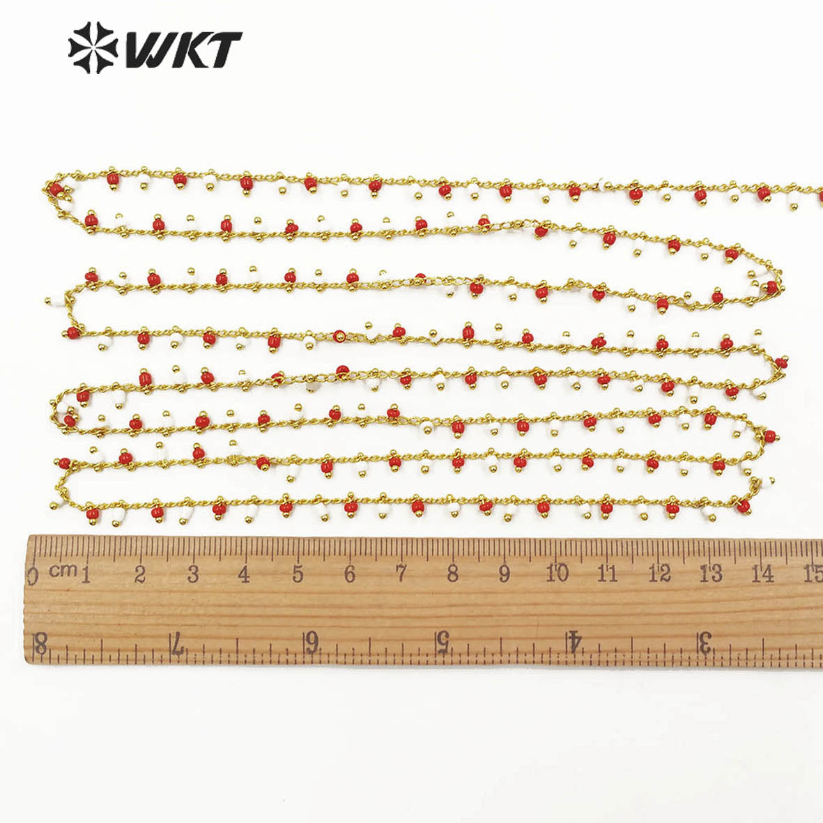 WT-RBC126 New Design 3mm Red and White Crystal Beads Chain Rosary Beads Chain New Product Can DIY Fashionable Jewelry Necklace