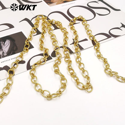 WT-BC272 Minimalism 18K Gold Electroplated On Yellow Brass Double Circles Metal Oval Chain For Men And Women Jewelry Making