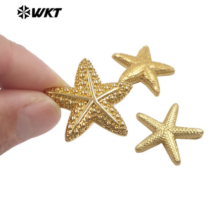 WT-P2081 High Quality 18K Gold Plated On Brass Metal Starfish Shape Little Pendants For Women Handmade Earrings DIY Design