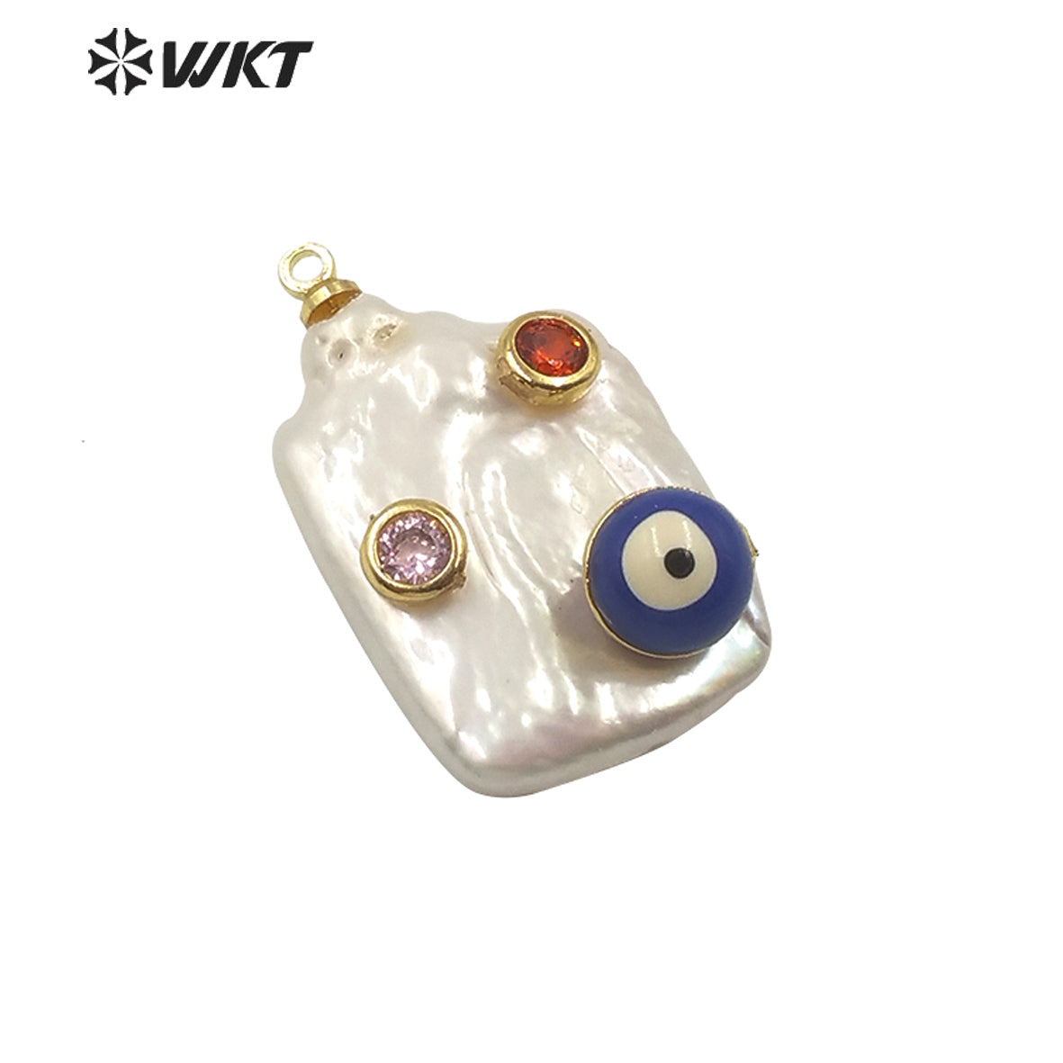 MP141 Hot Sales Natural Freshwater Pearl Pendant Long Rectangle White Pearl Pendant With CZ Charms for Necklace