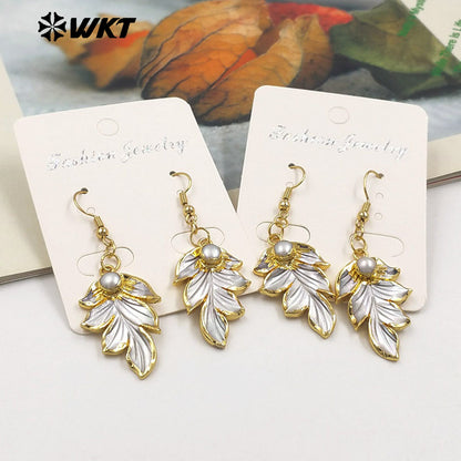 WT-MPE143 Charming 18K Gold Plated Natural Pearl Women Long Earrings for Work Daily Decorative Jewelry Finished As Special Gift
