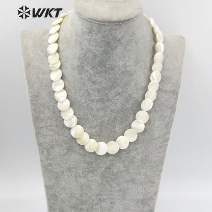 WT-JN225 Wholesale New Vintage Faceted Shell Hand Strand Long Necklace Women Purity Wedding Shell Necklace in 19 Inch