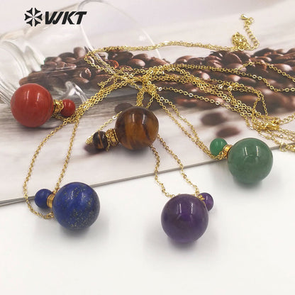 WT-N1442 WKT Best 2023 Newest Natural Aura Cluster Quartz Women Simple Hoop Aura Perfume Bottle Necklace