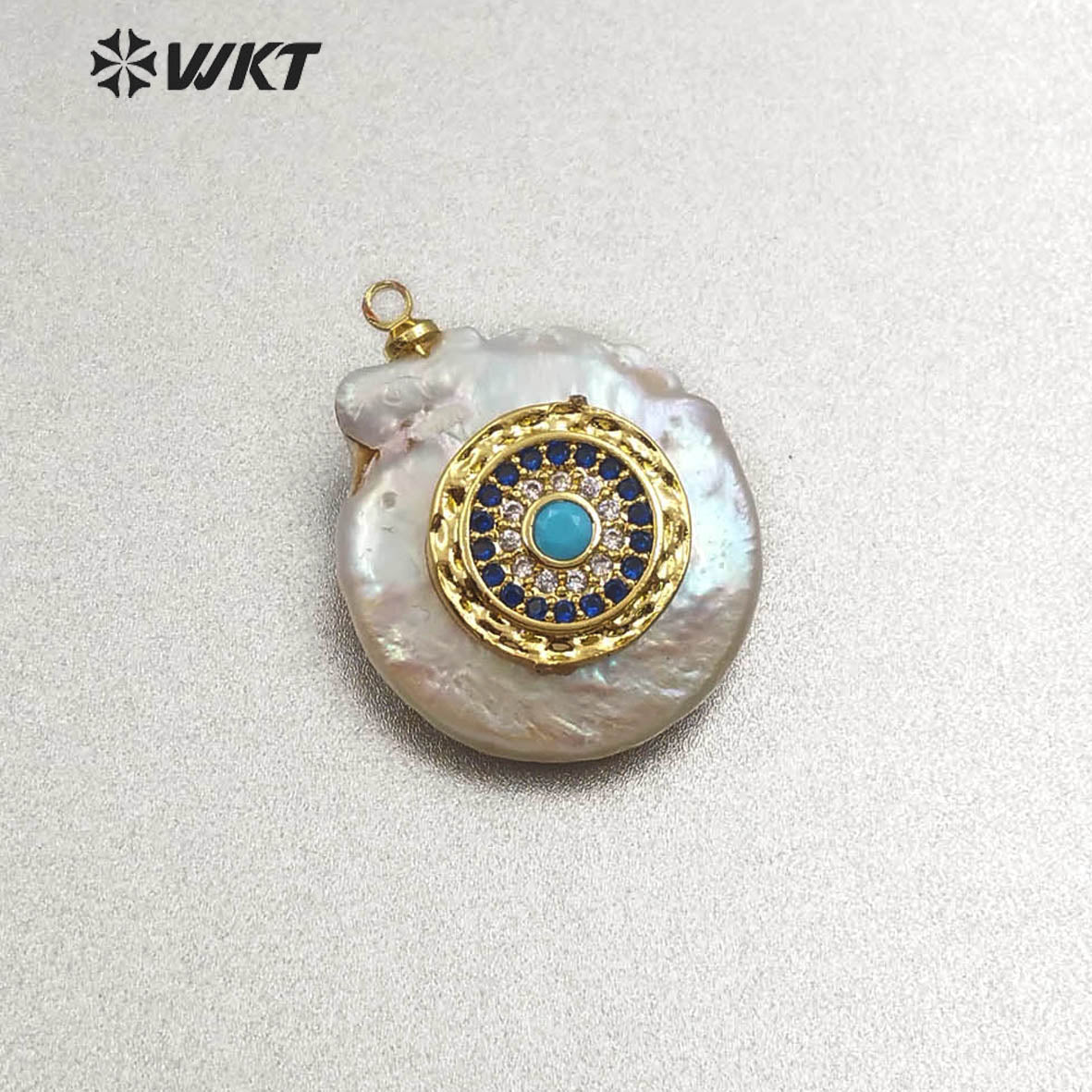 MP131 Wholesale Populared Starfish Multi-pattern Pearl with Cz Micro Pave Pendant Women Fashion Jewelry Circular Pearl Pendant
