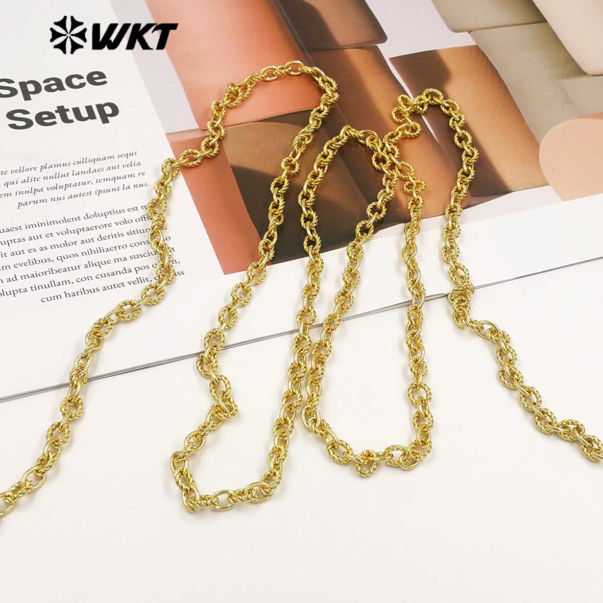 WT-BC277 Exquisite 18K Gold Electroplated On Yellow Brass Small Circles Metal Link Chain For Simple Style Bracelets Making