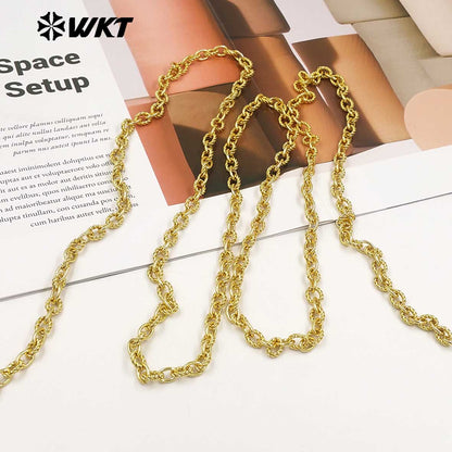 WT-BC277 Exquisite 18K Gold Electroplated On Yellow Brass Small Circles Metal Link Chain For Simple Style Bracelets Making