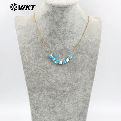 WT-N1469 Wholesale Fashion Elegant Handmade Square Natural Space Shell Beads Necklace Boho Women Style