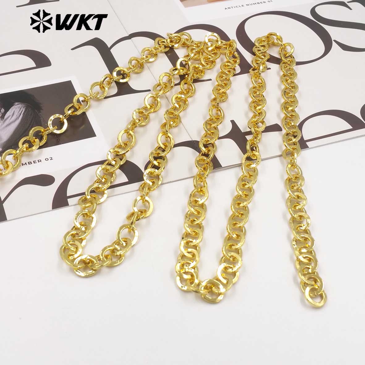 WT-BC269 High Quality Gold Electroplated Yellow Brass Round Thick Metal Chain For Women Fashion Handmade Jewelry Accessory