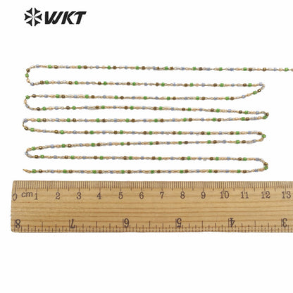 WT-RBC156 Woleslae Women Fashion Hand Make Tiny 2mm Spacer Beads Chain for Necklace Making Jewelry Design Bracelet Chain