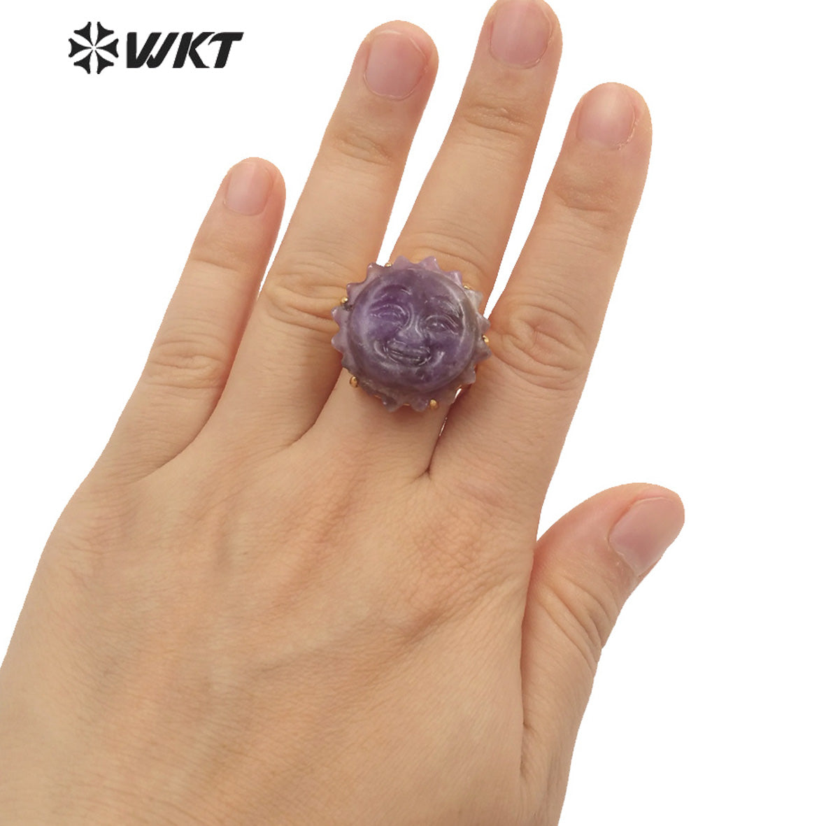 WT-R489 WKT Fashion Design Trendy Gift for Women Sun Design Colorful High Quality Gorgeous Natural Gemstone Stone Ring