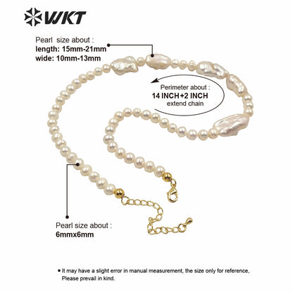 WT-JN123 WKT Gorgeous Natural Freshwater Pearl Choker Necklace for Birthday Gift Necklace Elegant Precious Wedding Necklace