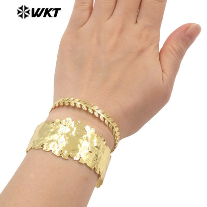 WT-B672 Unique Design 18K Gold Plated Natural Yellow Brass Irregular Hip Hop Bracelet for Both Men and Women As Party Jewelry