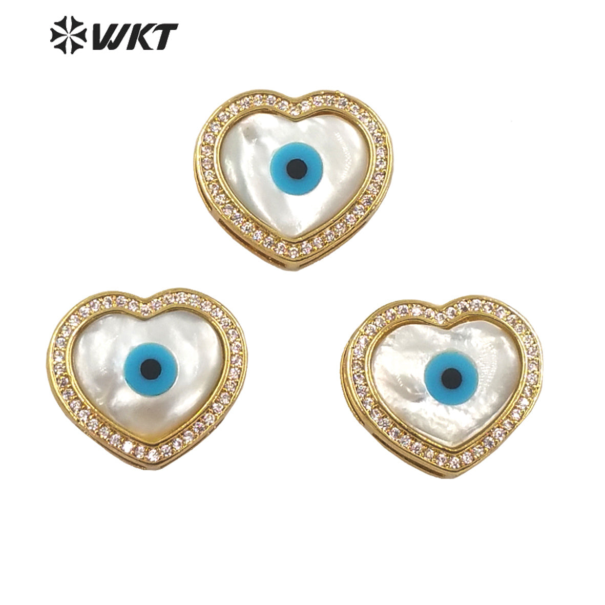 WT-MP202 Amazing Fashion 18k Real Gold Plated Micro Pave Shell Eye Pendant Lady Charming White Shell Cubic Zircon Heart Pendants