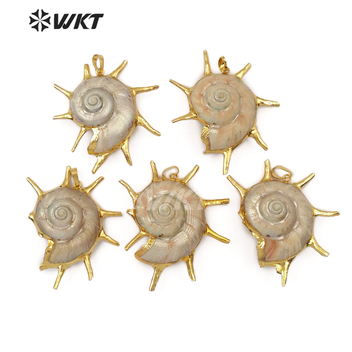 WT-JP134 Wonderful Fashion 18K Gold Electroplated Natural Trumpet Shell Pendant For Women Necklace Earrings DIY Making