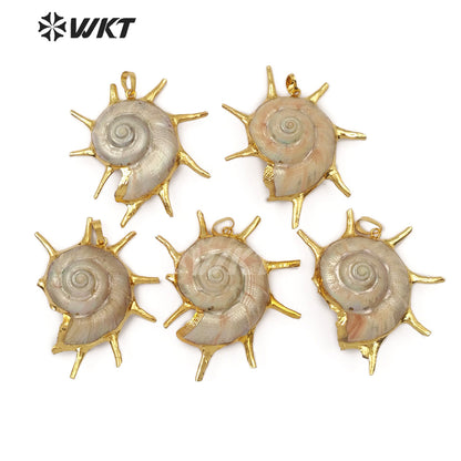 WT-JP134 Wonderful Fashion 18K Gold Electroplated Natural Trumpet Shell Pendant For Women Necklace Earrings DIY Making
