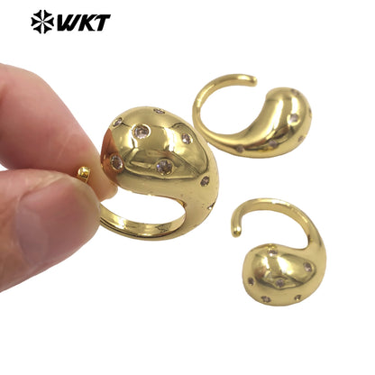 WT-R593 Factory Wholesale Classical Gold Plated Yellow Brass And Zircon Metal Ring As Women Dance Party Wearing Accessory