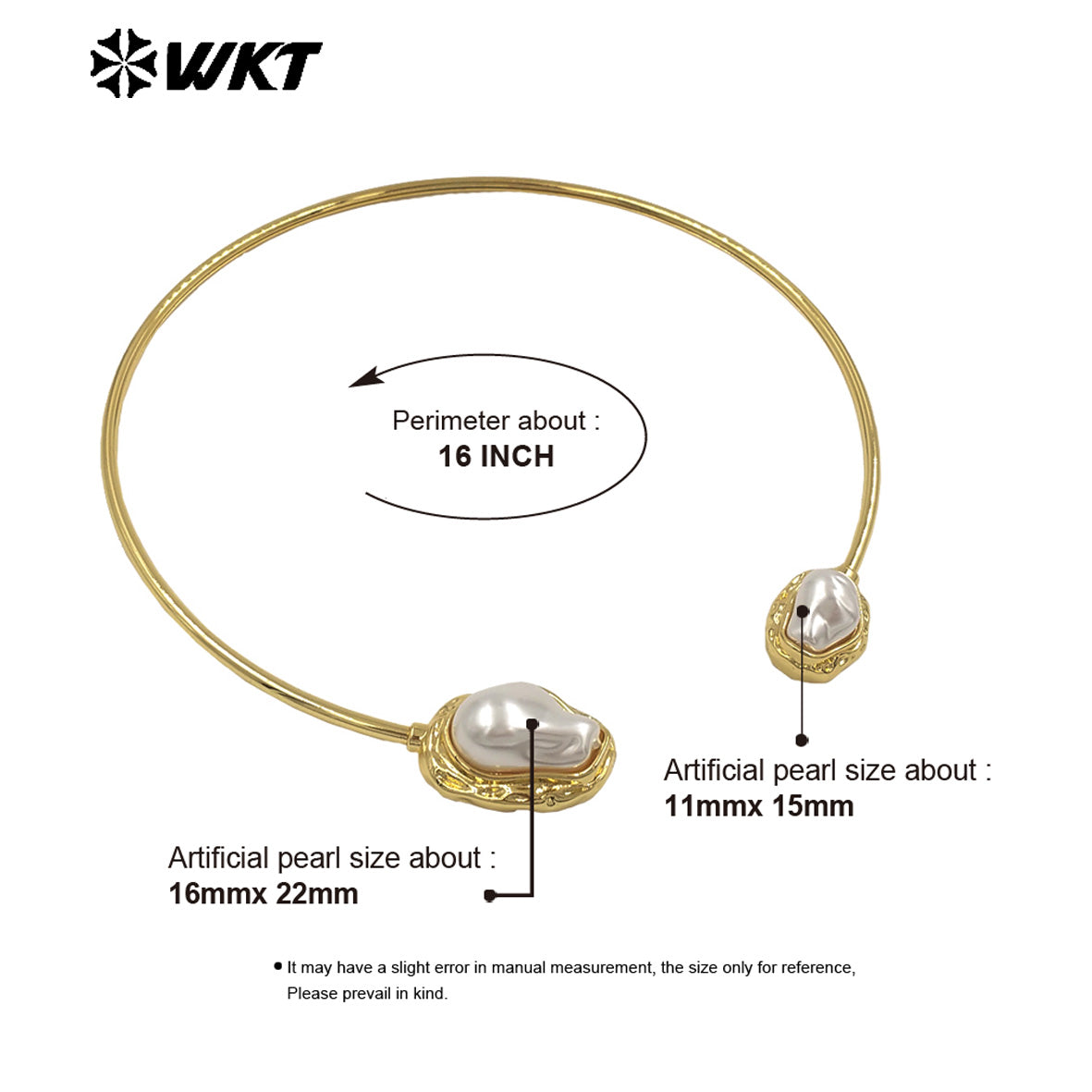 WT-JN362 Simple Luxury Resist Tarnishable Gold Plated Artificial Pearl Women Choker Necklace As Women Party Accessories