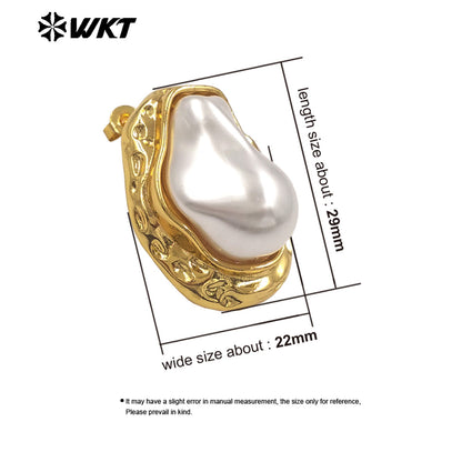 WT-MPE172 Classic Elegant Design 18K Gold Plated Irregular Artificial Pearls Ladies Earrings For All Occasions Matching