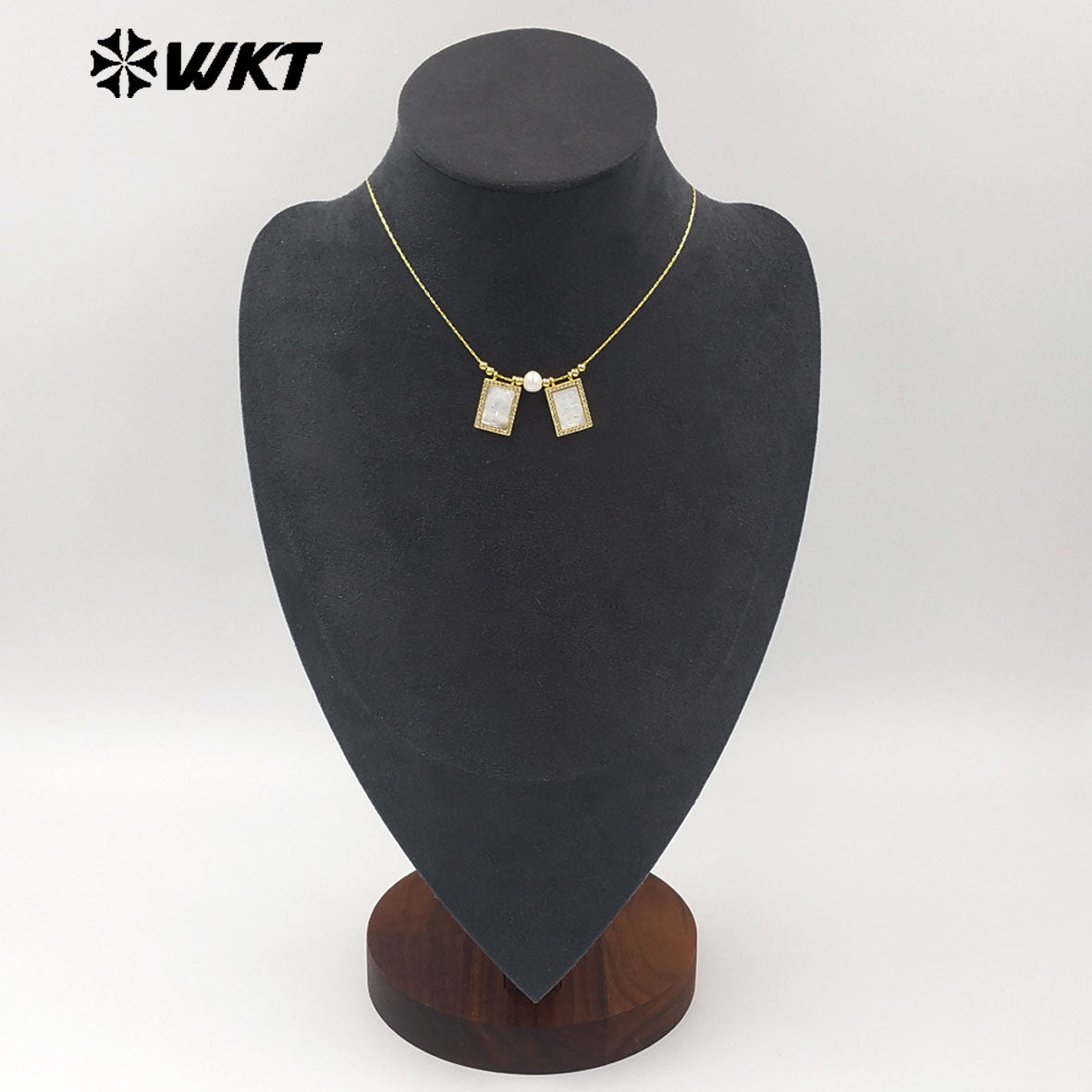 WT-JN393 New Arrival Gold Plated Double Religious Design Pendants With Pearl Necklaces As Women Popular Jewelry Accessory