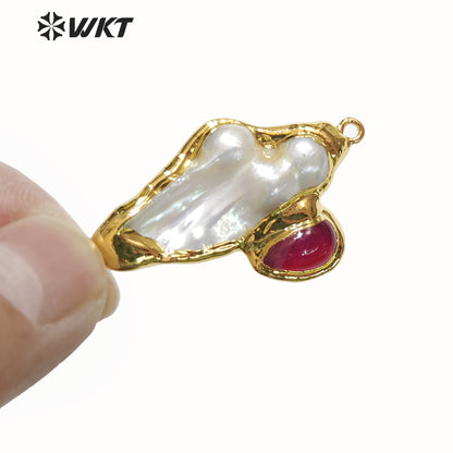 WT-PC001 Gorgeous Double Loops Natural Freshwater Pearl Jewelry Finding Connectors for Bracelets DIY Beads