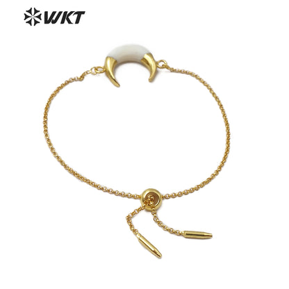 WT-B500 Newest Crescent Shell Bracelets Fashion Crescent Horn Shape Bracelet Women Stylish Shell Charm Bangle