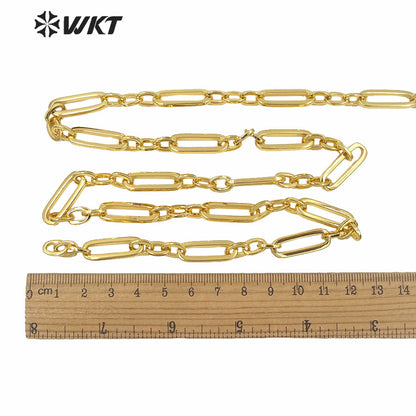 WT-BC155 Wholesale Big Chunky 18k Real Gold Plated Brass Chain for Jewelry Design Women Gold Combined Boho Stle Necklace Chain