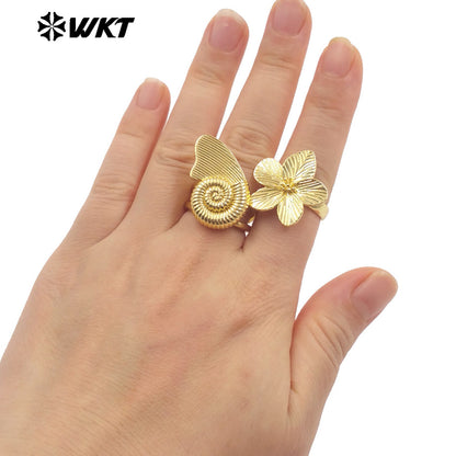 WT-R552 New Design Wholesale Sweet Beautiful 18K Gold Plated Delicate Floral Ring for Women As Daily Decoration and Special Gift