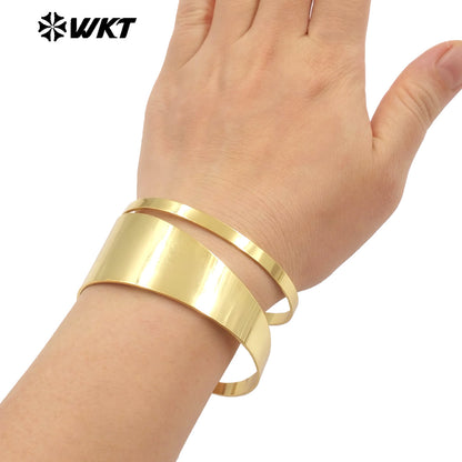 WT-B666 Uniquely Designed Adjustable 18k Real Gold Plated Natural Yellow Brass Bracelet Can Be a Special Gift for Men or Women