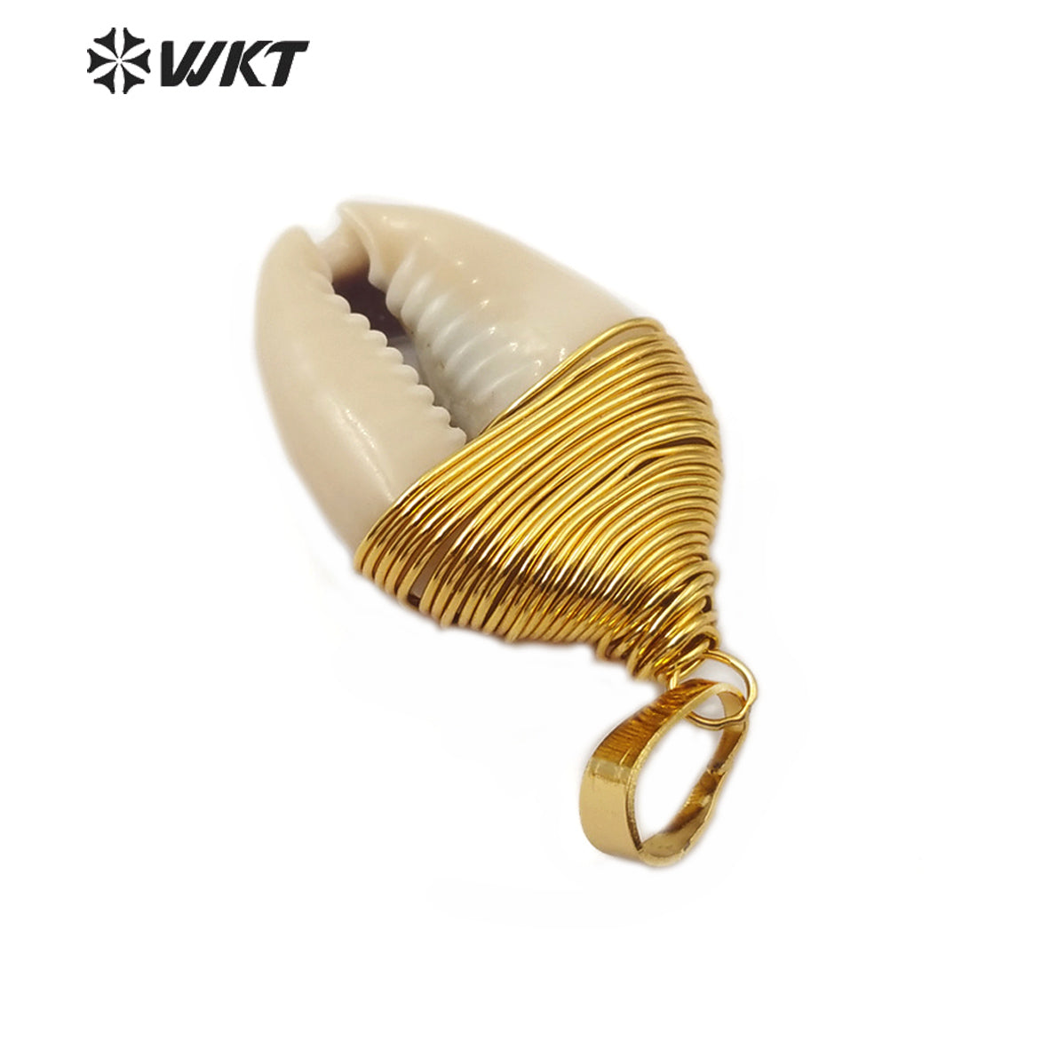 WT-JP162 Wholesale Natural Wire Wrapped Cowrie Shell Pendant Natural Shell Jewelry Fashion Charm Cowrie Pendant