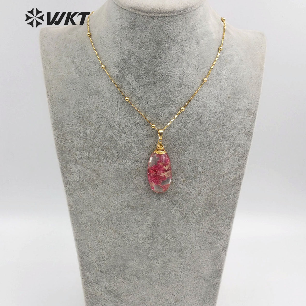 WT-N1200 Wholesale Clouds Quartz Stone Pendant Necklace With 18 Inch Necklace Women Stylish Charm Jewelry Stone Pendant Necklace