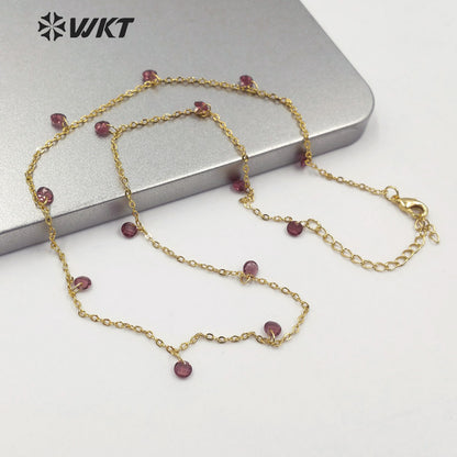 WT-N1203 Women Fashion 4mm Crystal Beads Necklace Hot Sale Jewelry New Arrival Crystal Beads Chain