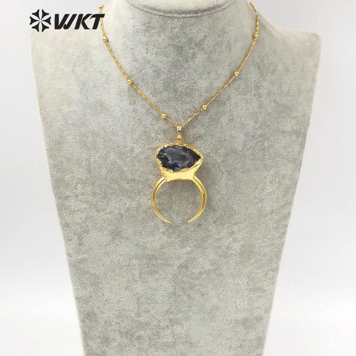 WT-N1322 Beautiful 2021 New Arrival Fashion Geode Agate Elegant and Fine Jewelry Necklace Suitable for Lady and for Party