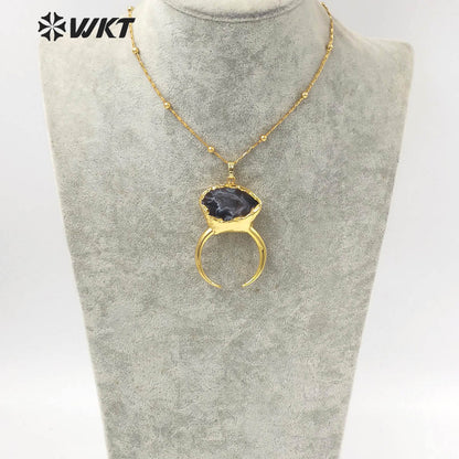 WT-N1322 Beautiful 2021 New Arrival Fashion Geode Agate Elegant and Fine Jewelry Necklace Suitable for Lady and for Party