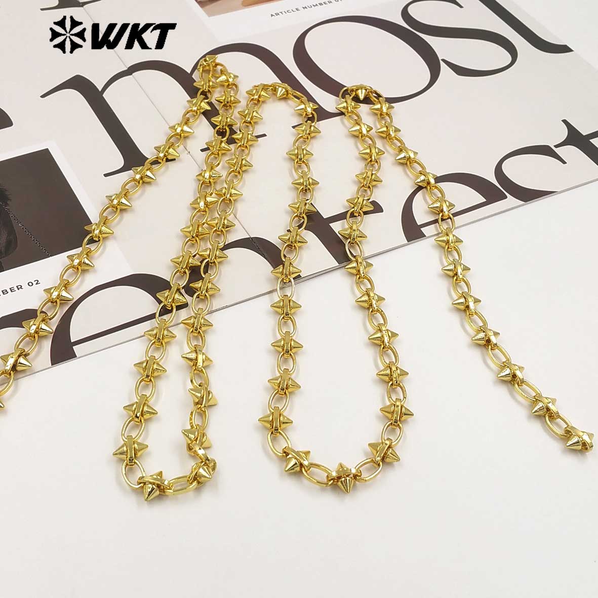 WT-BC271 Wonderful Vintage Punk Style Gold Plated Yellow Brass Cross Shape Metal Chain For Men And Women Fashion Accessories