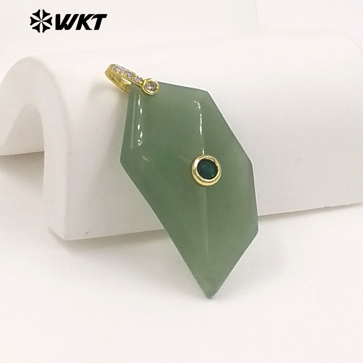 WT-P2145 Factory Wholesale Natural Gemstones Setting In Zircon Geometric Shape Gold Pendants For Women Earrings Handmade