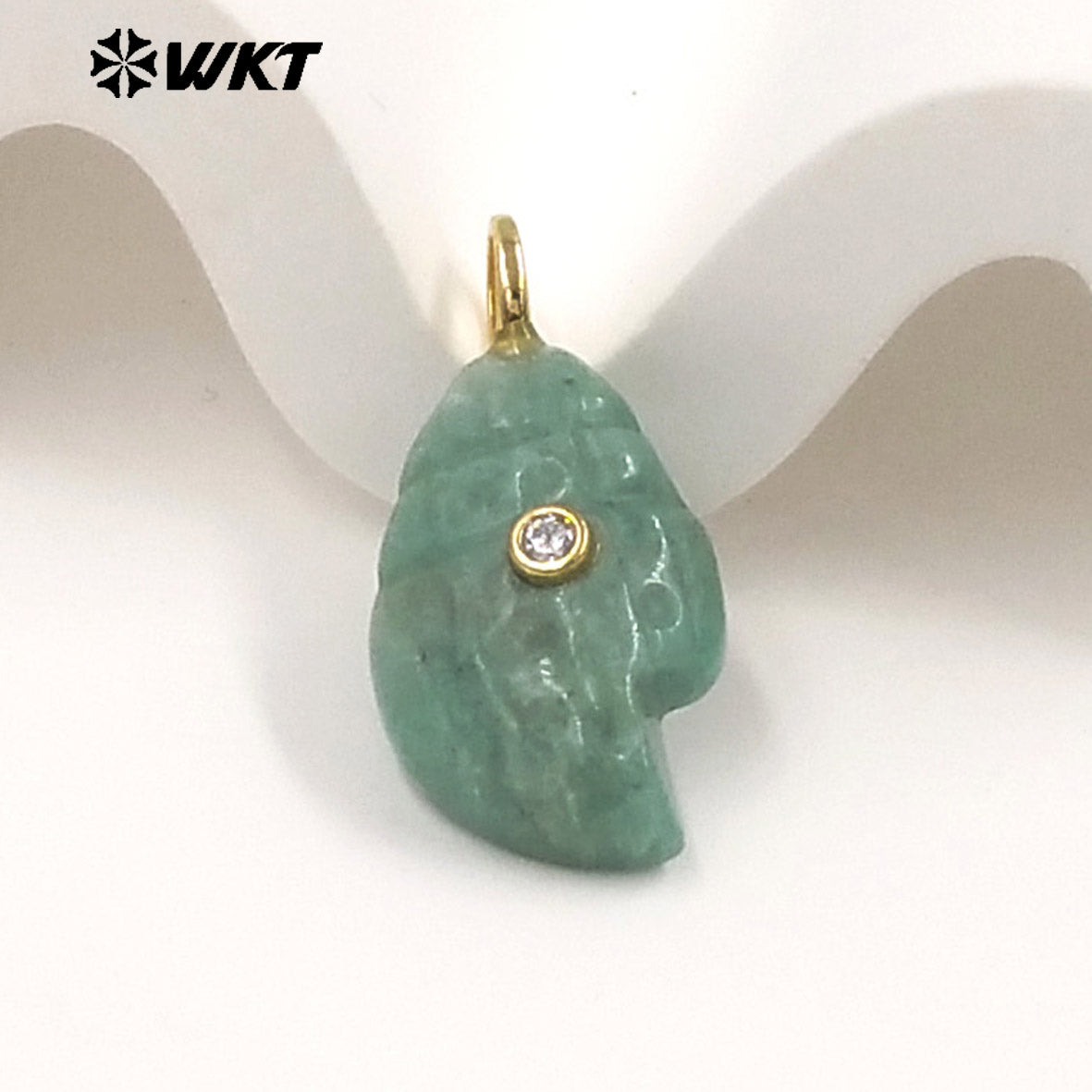 WT-P2122 Popular Lovely Style Natural Gemstones And Zircon Conch Shape Pendants For Handmade Earrings DIY Accessories