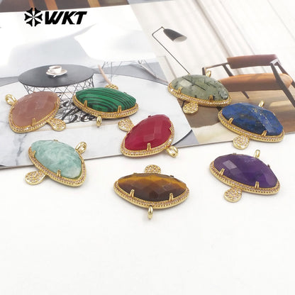 WT-MP297 Lovely 18K Real Gold Plated Natural Gemstone Setting America Popular Mushroom Jewelry Pendants Colors Available