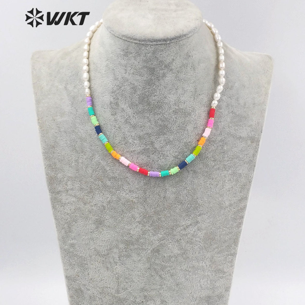 WT-JN208 Gorgeous Natural Freshwater Pearl Mix Resin Beads Necklace Winter Choker Pearl Necklace Jewelry Decorative
