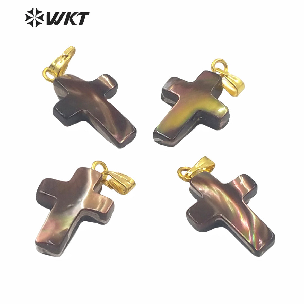 WT-JP229 Fashion Single Hoop Christian Cross Pendant Made of Shell Women Hand Make Shell Cross Jewelry Pendant for Necklace