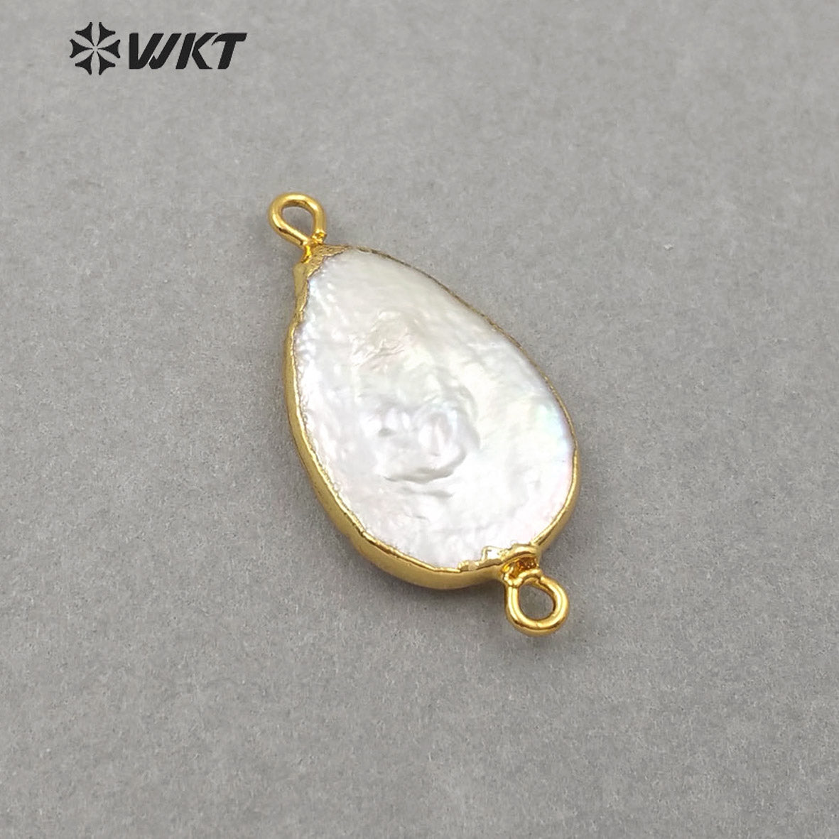 WT-JP130 Natural Freshwater Pearl Pendant With 18K Gold Plated Double Hook White Pearl Teardrop Shape Pearl Connectors