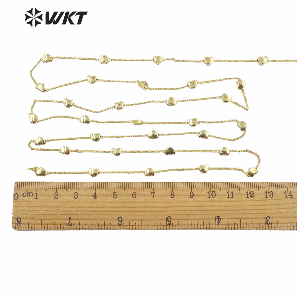 WT-BC135 Amazing Gold Electroplated Heart Charm Necklace Chain Fashion Jewelry Making Parts Brass Chain for Women Gold Chain