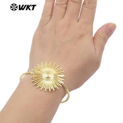 WT-B685 Direct Sales Holy Natural Yellow Brass 18K Gold Plated Daisy Thin Bracelet for Women As Daily Accompaniment and Gift