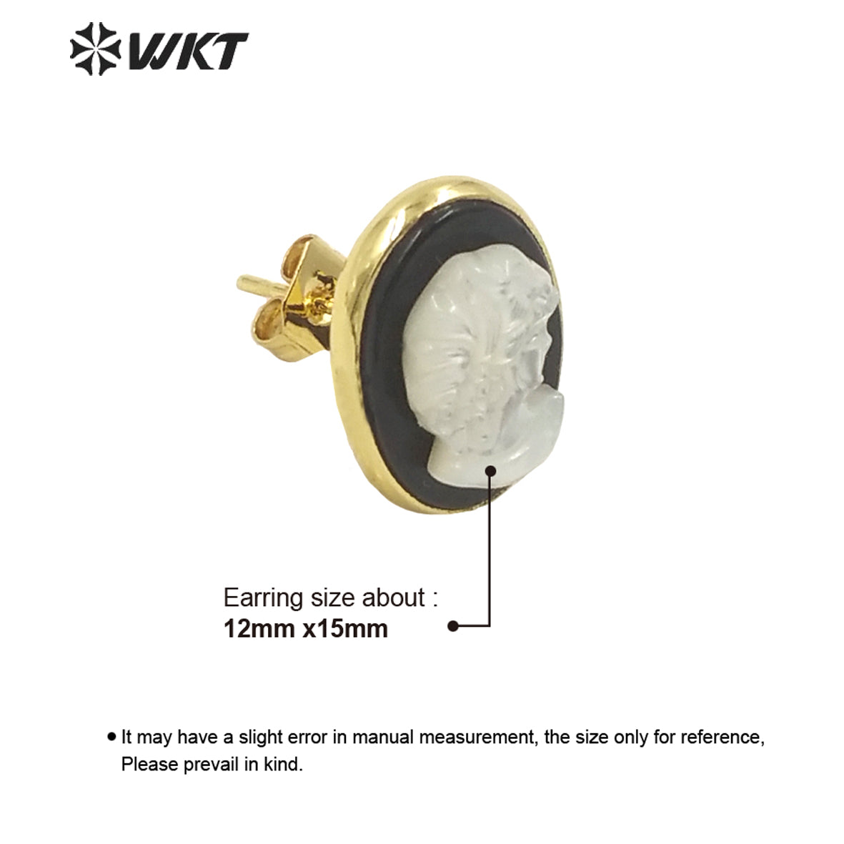 WT-MPE071 French Pastoral Earrings Delicate and Elegant Black Agate Pearl Earrings Human Head Natural Pearl Stud Earrings