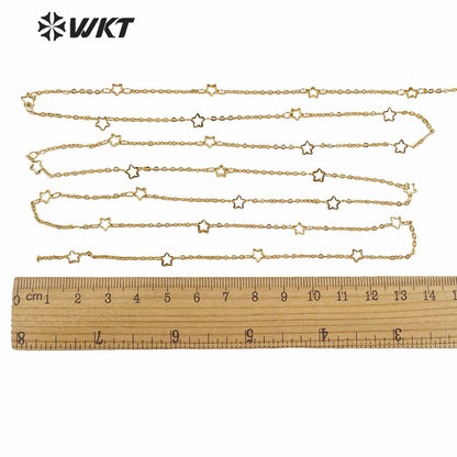 WT-BC141 Amazing New Hot Gold Electroplated Brass Star Chain for Bracelet and Anklet Women DIY Jewelry Findings Chain