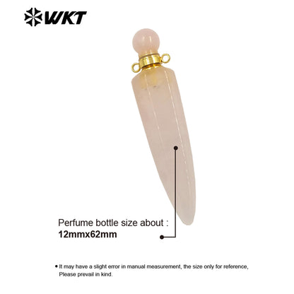 WT-P1984 Wholesale Fashion Gold Plated Long Bullet Shape Natural Lapis Amethyst Quartz Stone Made Women Perfume Bottle Pendants