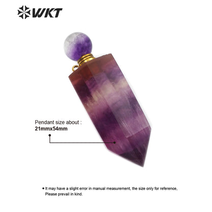 WT-P1473 Newest Rainbow Fluorite Pendant Natural Rainbow Fluorite Stone Perfume Bottle Stylish Natural Charm Jewelry Pendant