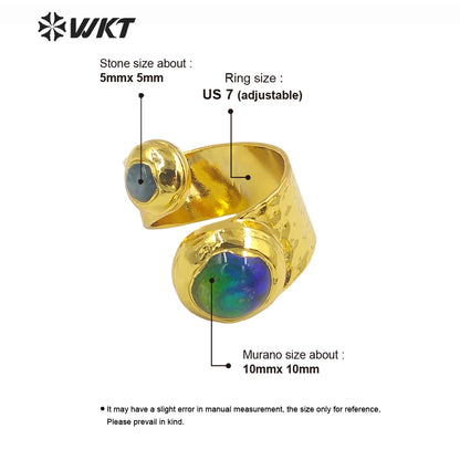 WT-R481 WKT Fashion Design Trendy Gift for Women Colorful High Quality Gorgeous Natural Blue Murano & Kyanite Ring