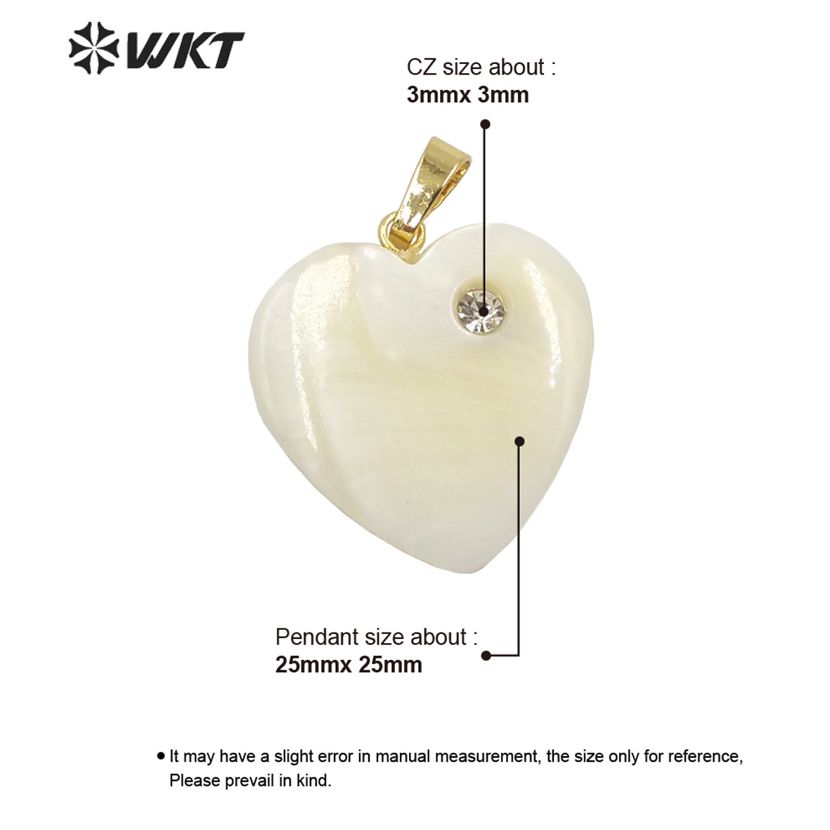 WT-JP289 WKT Retro Court Heart-Shaped Mixed Zircon Pendant Shell Pendant Women Necklace Beautiful Jewelry Shell Heart Pendant