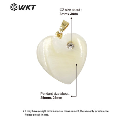 WT-JP289 WKT Retro Court Heart-Shaped Mixed Zircon Pendant Shell Pendant Women Necklace Beautiful Jewelry Shell Heart Pendant